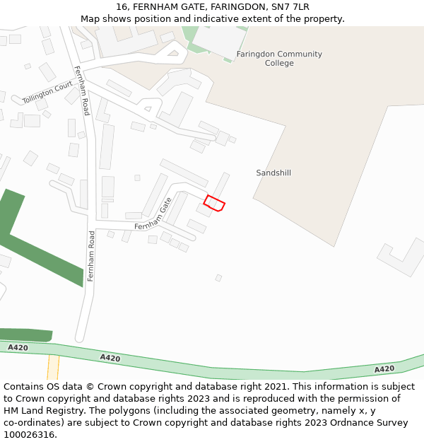 16, FERNHAM GATE, FARINGDON, SN7 7LR: Location map and indicative extent of plot
