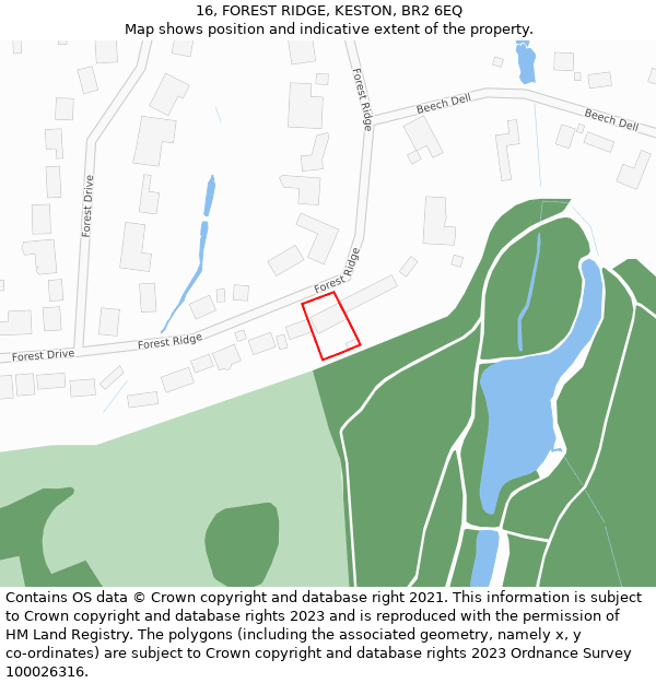 16, FOREST RIDGE, KESTON, BR2 6EQ: Location map and indicative extent of plot