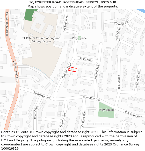 16, FORESTER ROAD, PORTISHEAD, BRISTOL, BS20 6UP: Location map and indicative extent of plot