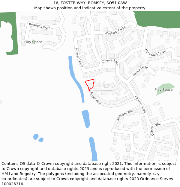 16, FOSTER WAY, ROMSEY, SO51 0AW: Location map and indicative extent of plot