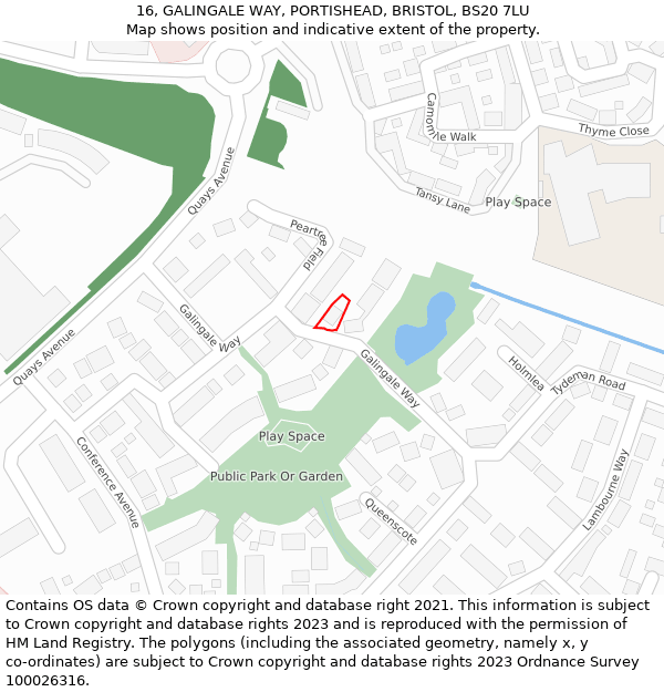 16, GALINGALE WAY, PORTISHEAD, BRISTOL, BS20 7LU: Location map and indicative extent of plot