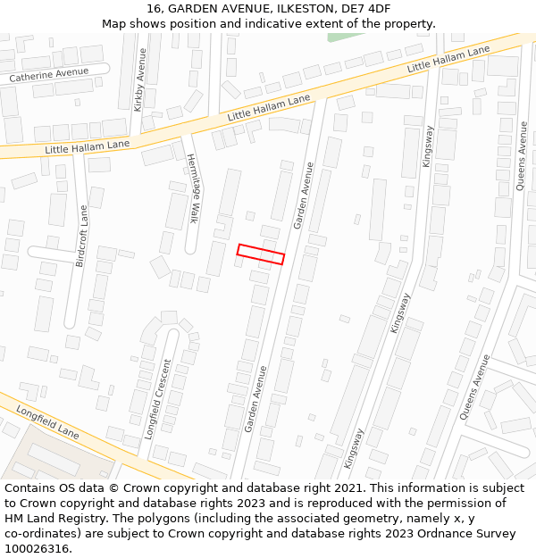 16, GARDEN AVENUE, ILKESTON, DE7 4DF: Location map and indicative extent of plot