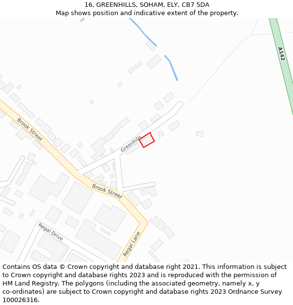 16, GREENHILLS, SOHAM, ELY, CB7 5DA: Location map and indicative extent of plot