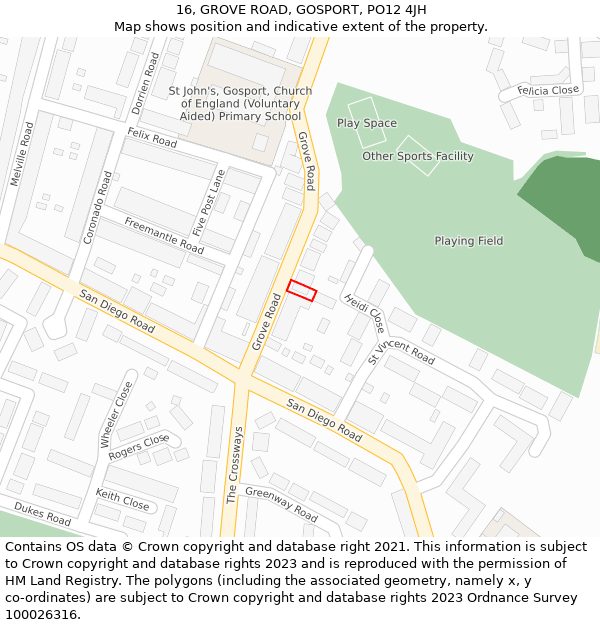 16, GROVE ROAD, GOSPORT, PO12 4JH: Location map and indicative extent of plot