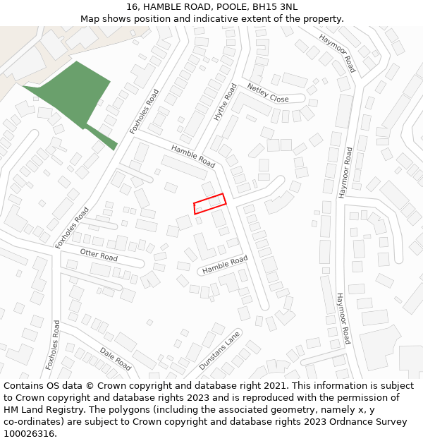 16, HAMBLE ROAD, POOLE, BH15 3NL: Location map and indicative extent of plot
