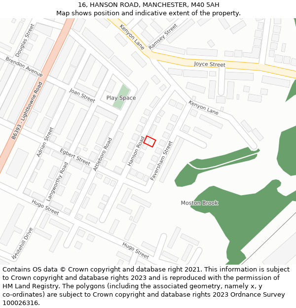 16, HANSON ROAD, MANCHESTER, M40 5AH: Location map and indicative extent of plot