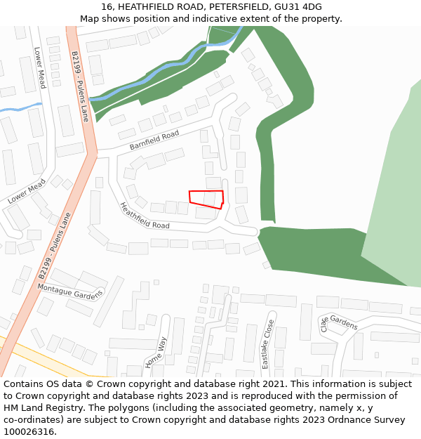 16, HEATHFIELD ROAD, PETERSFIELD, GU31 4DG: Location map and indicative extent of plot