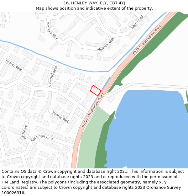 16, HENLEY WAY, ELY, CB7 4YJ: Location map and indicative extent of plot