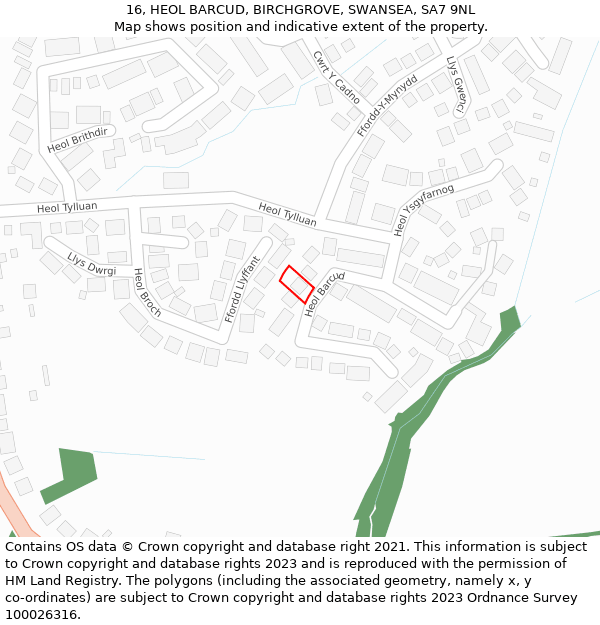 16, HEOL BARCUD, BIRCHGROVE, SWANSEA, SA7 9NL: Location map and indicative extent of plot