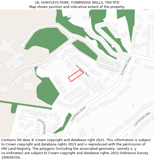 16, HUNTLEYS PARK, TUNBRIDGE WELLS, TN4 9TD: Location map and indicative extent of plot