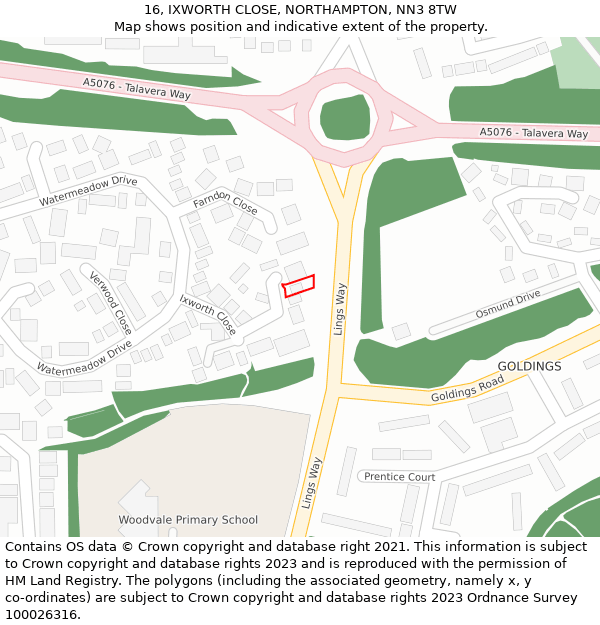 16, IXWORTH CLOSE, NORTHAMPTON, NN3 8TW: Location map and indicative extent of plot