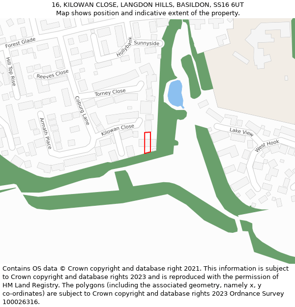 16, KILOWAN CLOSE, LANGDON HILLS, BASILDON, SS16 6UT: Location map and indicative extent of plot