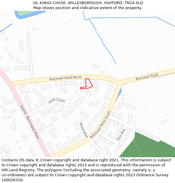 16, KINGS CHASE, WILLESBOROUGH, ASHFORD, TN24 0LQ: Location map and indicative extent of plot