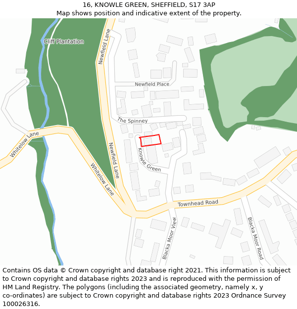 16, KNOWLE GREEN, SHEFFIELD, S17 3AP: Location map and indicative extent of plot