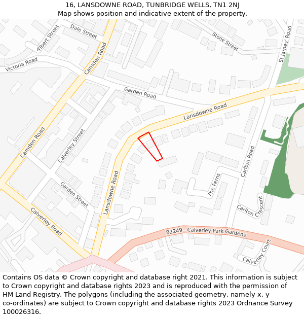 16, LANSDOWNE ROAD, TUNBRIDGE WELLS, TN1 2NJ: Location map and indicative extent of plot