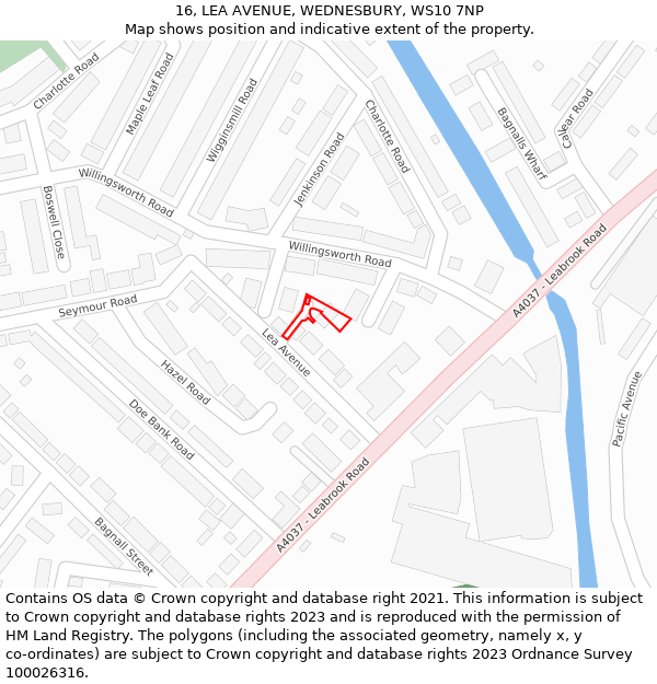 16, LEA AVENUE, WEDNESBURY, WS10 7NP: Location map and indicative extent of plot