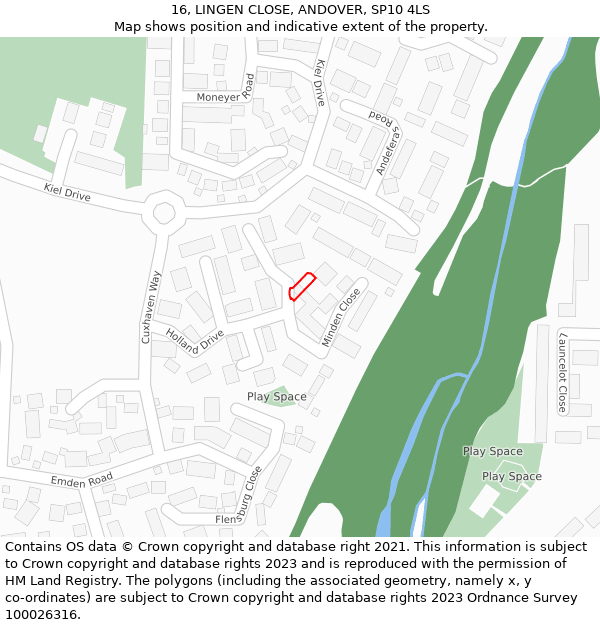 16, LINGEN CLOSE, ANDOVER, SP10 4LS: Location map and indicative extent of plot