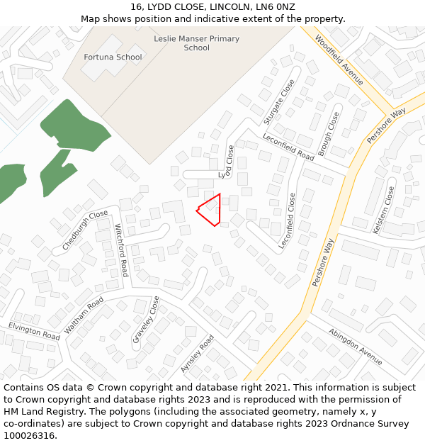 16, LYDD CLOSE, LINCOLN, LN6 0NZ: Location map and indicative extent of plot