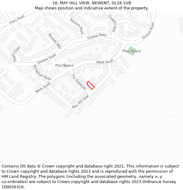 16, MAY HILL VIEW, NEWENT, GL18 1UB: Location map and indicative extent of plot