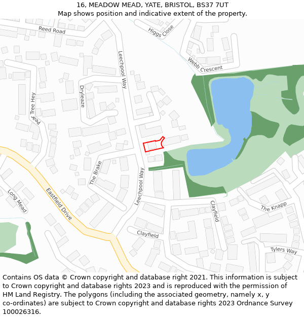 16, MEADOW MEAD, YATE, BRISTOL, BS37 7UT: Location map and indicative extent of plot