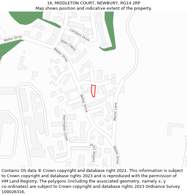 16, MIDDLETON COURT, NEWBURY, RG14 2RP: Location map and indicative extent of plot
