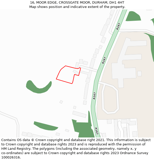 16, MOOR EDGE, CROSSGATE MOOR, DURHAM, DH1 4HT: Location map and indicative extent of plot