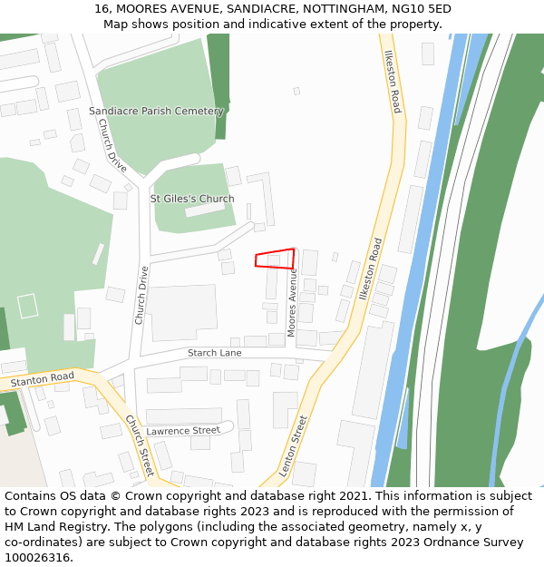 16, MOORES AVENUE, SANDIACRE, NOTTINGHAM, NG10 5ED: Location map and indicative extent of plot