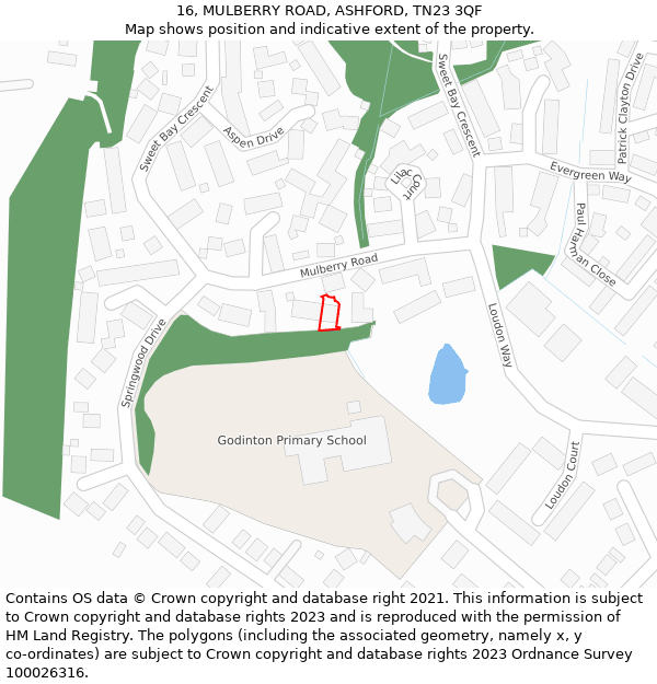 16, MULBERRY ROAD, ASHFORD, TN23 3QF: Location map and indicative extent of plot