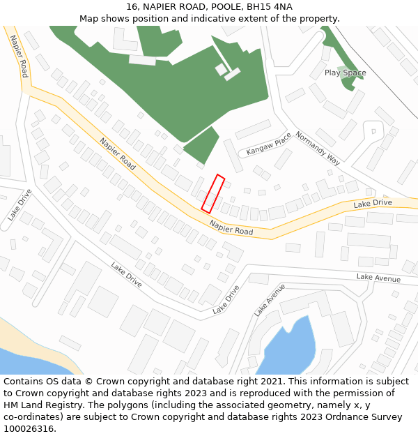 16, NAPIER ROAD, POOLE, BH15 4NA: Location map and indicative extent of plot