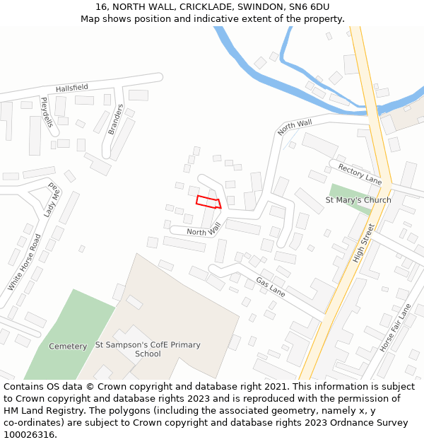 16, NORTH WALL, CRICKLADE, SWINDON, SN6 6DU: Location map and indicative extent of plot