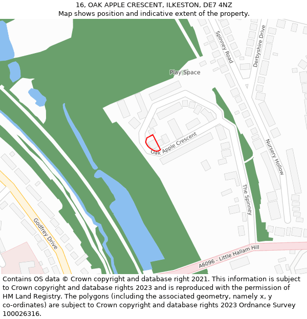 16, OAK APPLE CRESCENT, ILKESTON, DE7 4NZ: Location map and indicative extent of plot