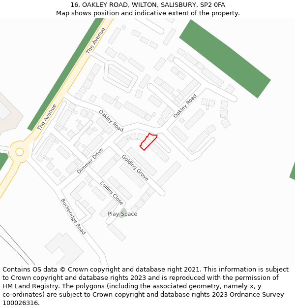 16, OAKLEY ROAD, WILTON, SALISBURY, SP2 0FA: Location map and indicative extent of plot