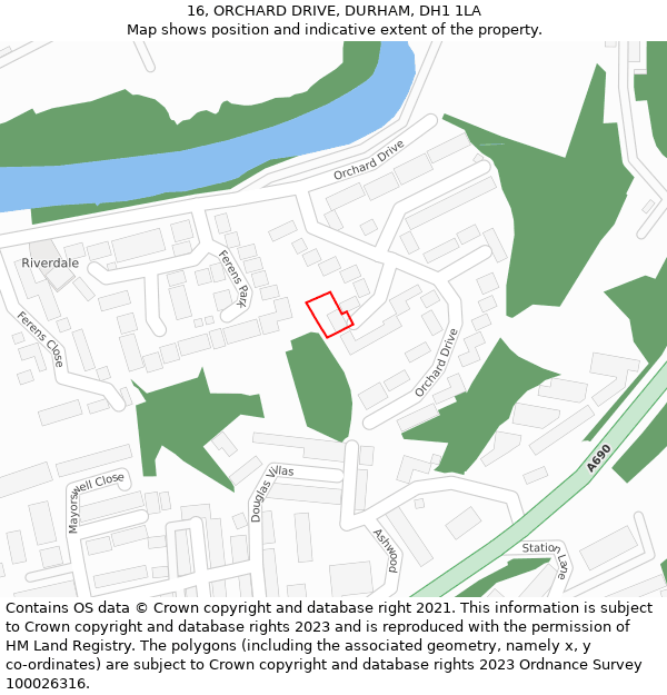 16, ORCHARD DRIVE, DURHAM, DH1 1LA: Location map and indicative extent of plot