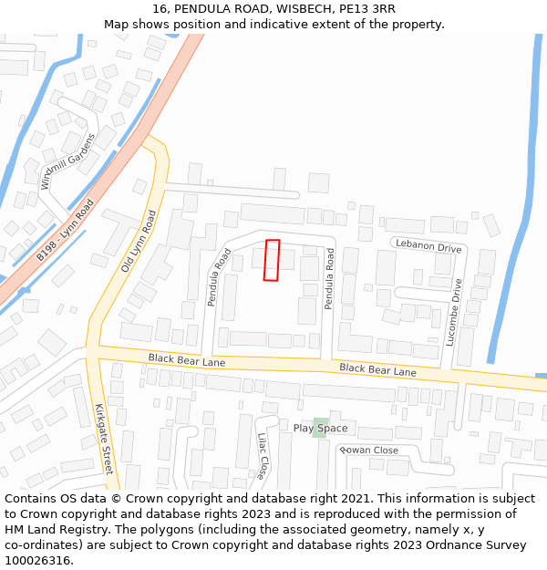 16, PENDULA ROAD, WISBECH, PE13 3RR: Location map and indicative extent of plot