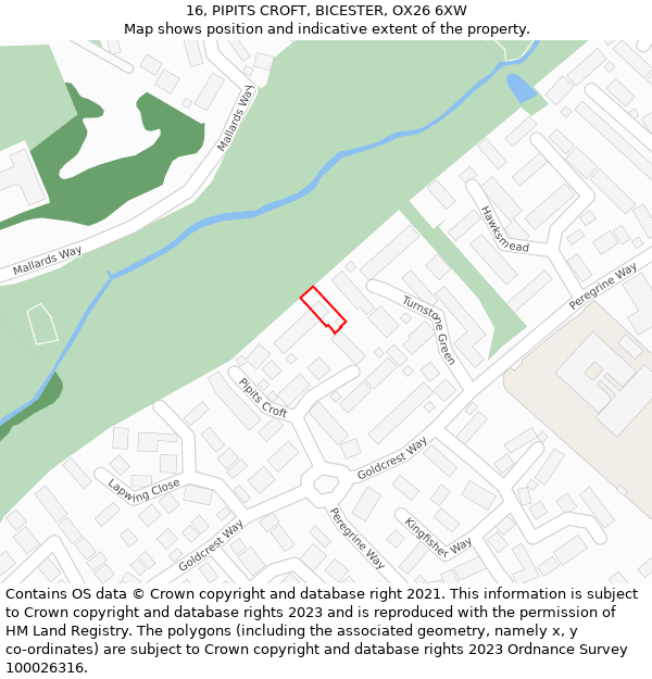 16, PIPITS CROFT, BICESTER, OX26 6XW: Location map and indicative extent of plot