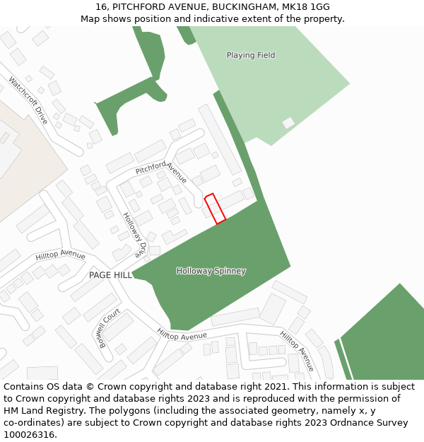 16, PITCHFORD AVENUE, BUCKINGHAM, MK18 1GG: Location map and indicative extent of plot
