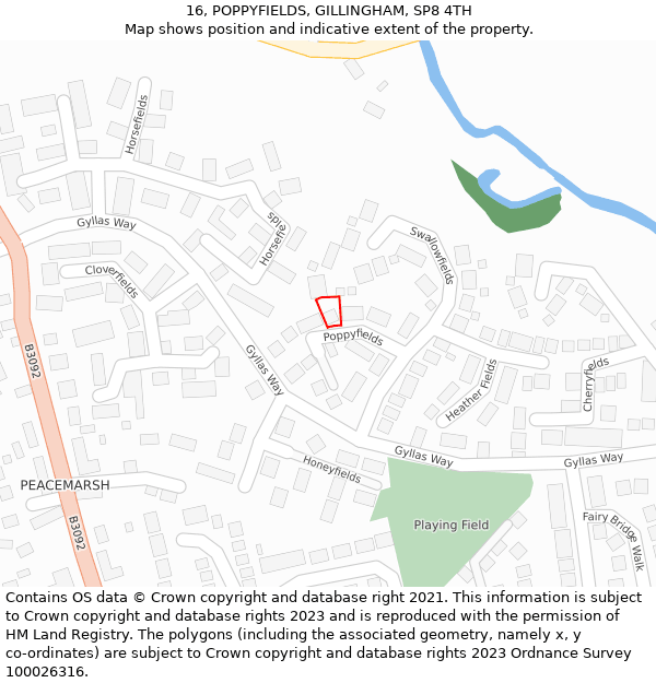 16, POPPYFIELDS, GILLINGHAM, SP8 4TH: Location map and indicative extent of plot