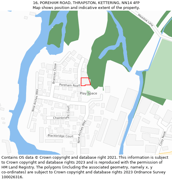 16, POREHAM ROAD, THRAPSTON, KETTERING, NN14 4FP: Location map and indicative extent of plot