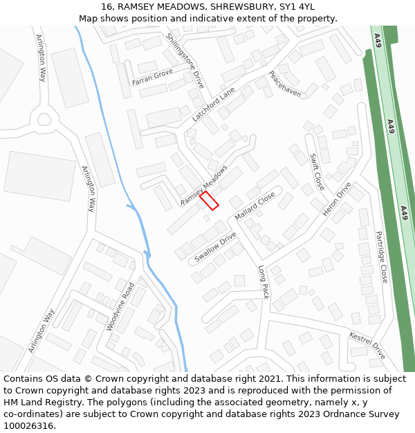 16, RAMSEY MEADOWS, SHREWSBURY, SY1 4YL: Location map and indicative extent of plot