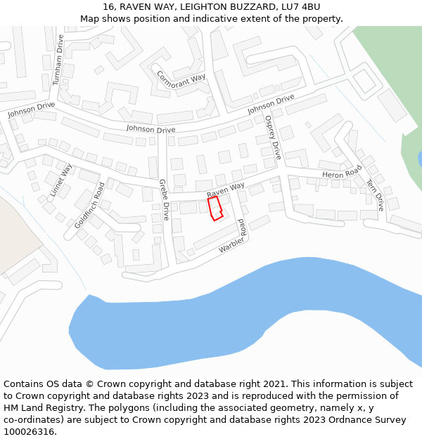 16, RAVEN WAY, LEIGHTON BUZZARD, LU7 4BU: Location map and indicative extent of plot