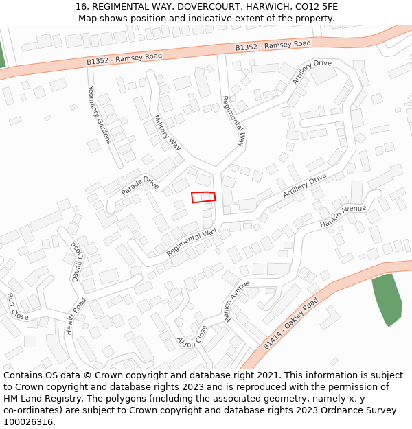 16, REGIMENTAL WAY, DOVERCOURT, HARWICH, CO12 5FE: Location map and indicative extent of plot