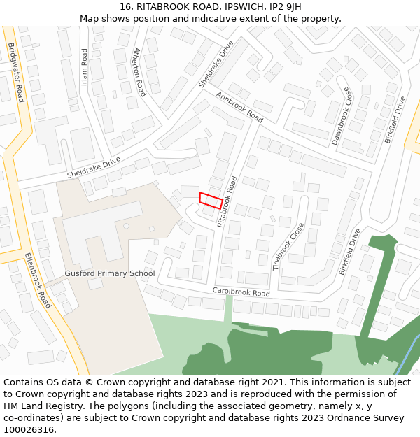 16, RITABROOK ROAD, IPSWICH, IP2 9JH: Location map and indicative extent of plot