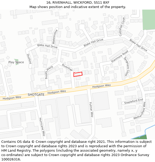 16, RIVENHALL, WICKFORD, SS11 8XF: Location map and indicative extent of plot