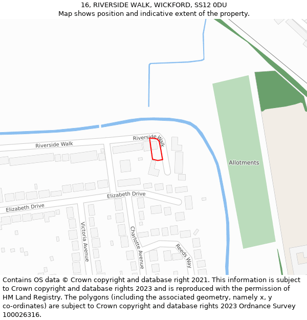 16, RIVERSIDE WALK, WICKFORD, SS12 0DU: Location map and indicative extent of plot