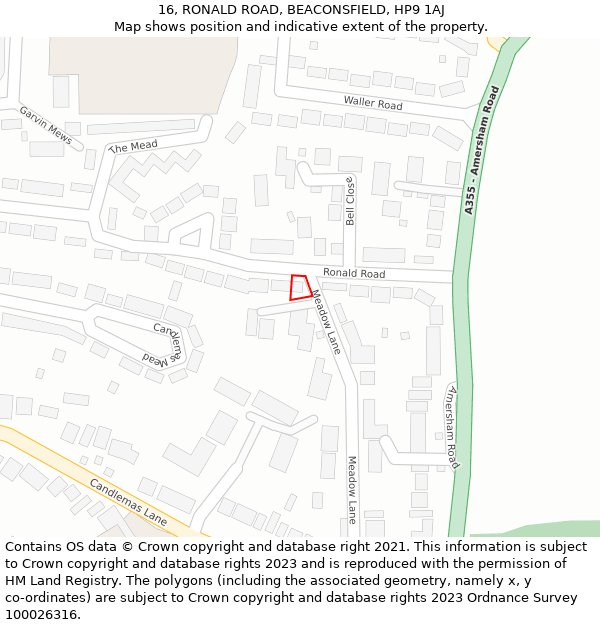 16, RONALD ROAD, BEACONSFIELD, HP9 1AJ: Location map and indicative extent of plot