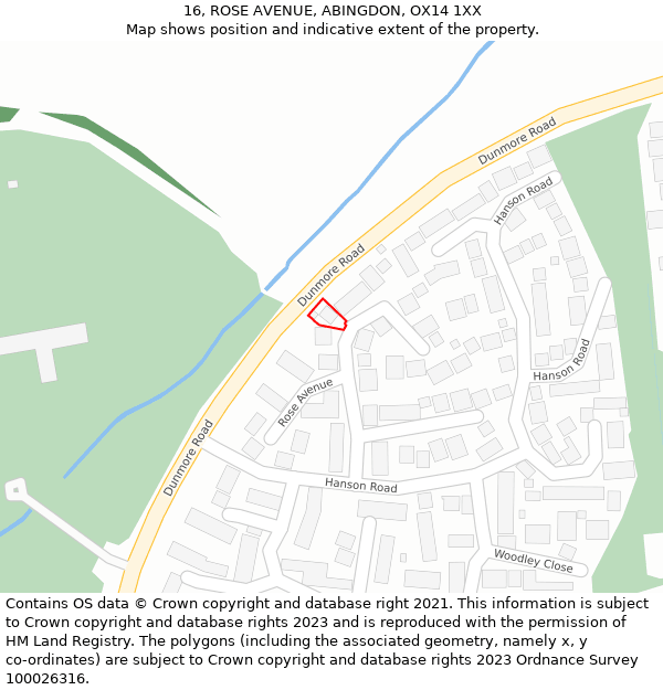 16, ROSE AVENUE, ABINGDON, OX14 1XX: Location map and indicative extent of plot
