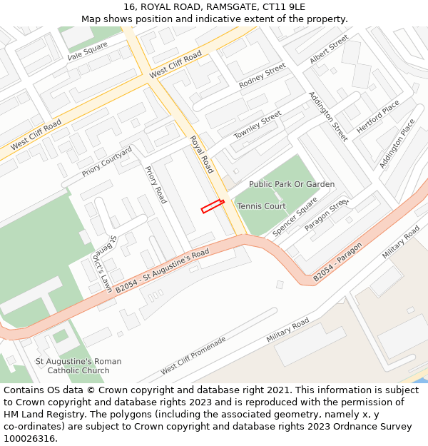 16, ROYAL ROAD, RAMSGATE, CT11 9LE: Location map and indicative extent of plot