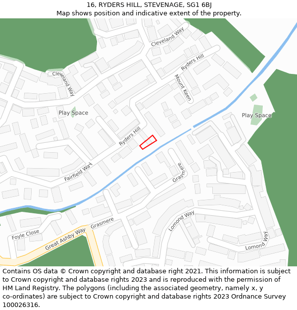 16, RYDERS HILL, STEVENAGE, SG1 6BJ: Location map and indicative extent of plot