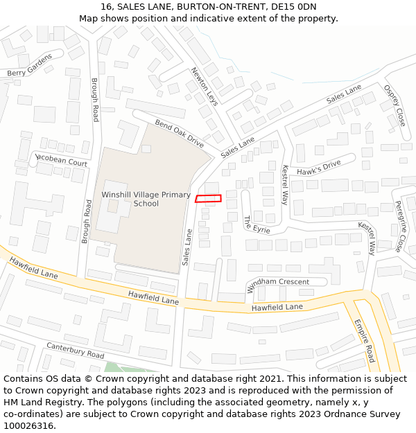 16, SALES LANE, BURTON-ON-TRENT, DE15 0DN: Location map and indicative extent of plot