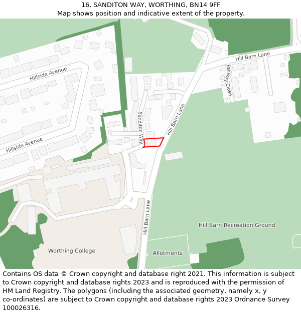 16, SANDITON WAY, WORTHING, BN14 9FF: Location map and indicative extent of plot